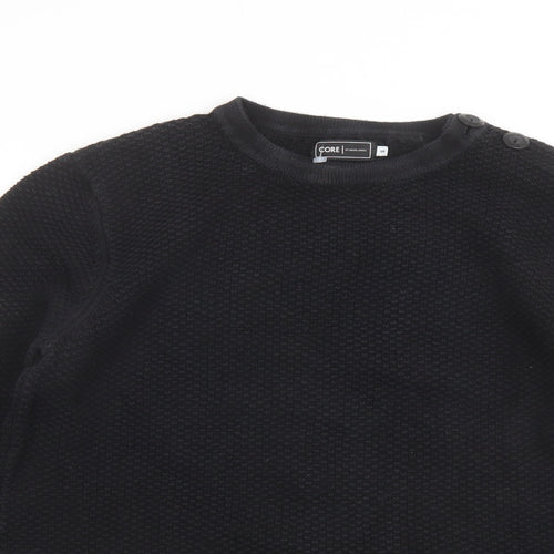 JACK & JONES Mens Black Round Neck Cotton Pullover Jumper Size S Long Sleeve