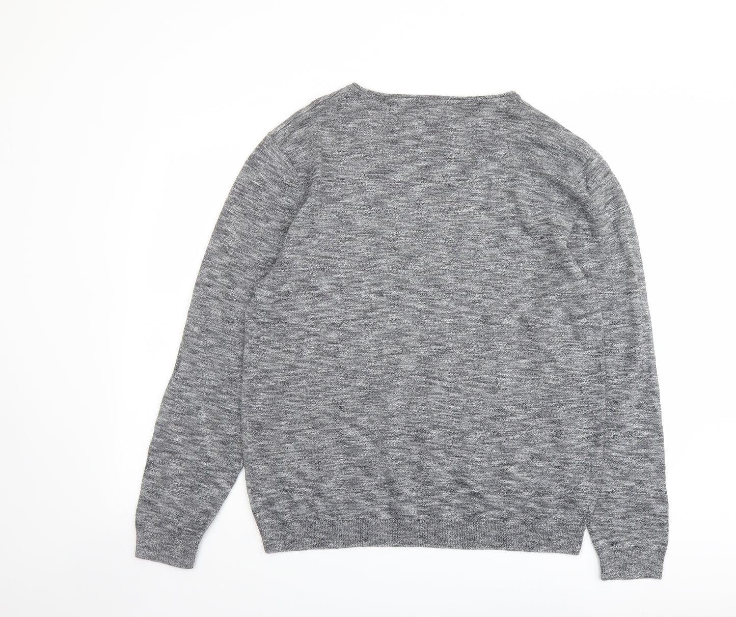 NEXT Mens Grey Round Neck Cotton Pullover Jumper Size L Long Sleeve