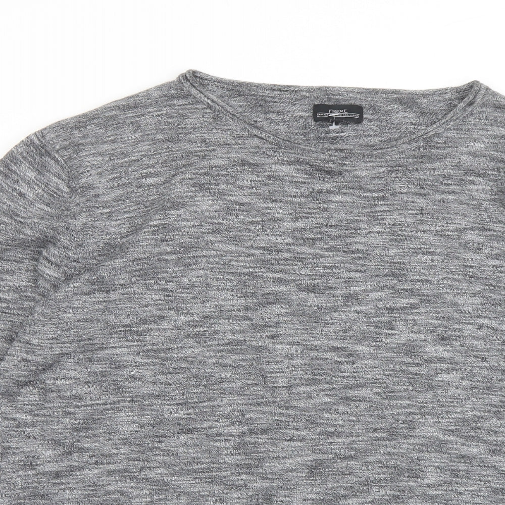NEXT Mens Grey Round Neck Cotton Pullover Jumper Size L Long Sleeve