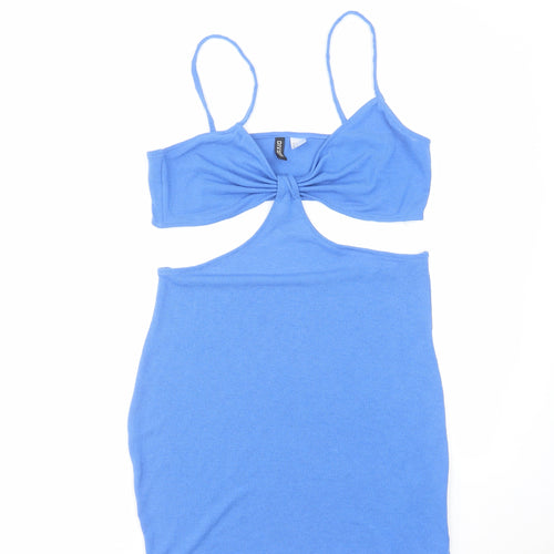H&M Womens Blue Polyester Bodycon Size L Sweetheart Pullover