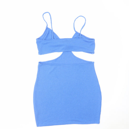 H&M Womens Blue Polyester Bodycon Size L Sweetheart Pullover