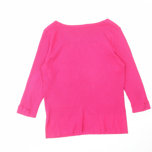Marks and Spencer Womens Pink Scoop Neck Viscose Pullover Jumper Size 20