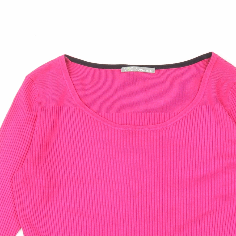 Marks and Spencer Womens Pink Scoop Neck Viscose Pullover Jumper Size 20