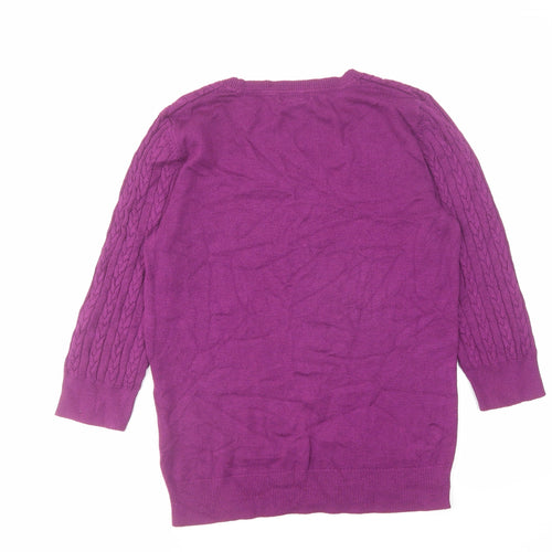 H&M Womens Purple Round Neck Viscose Pullover Jumper Size M
