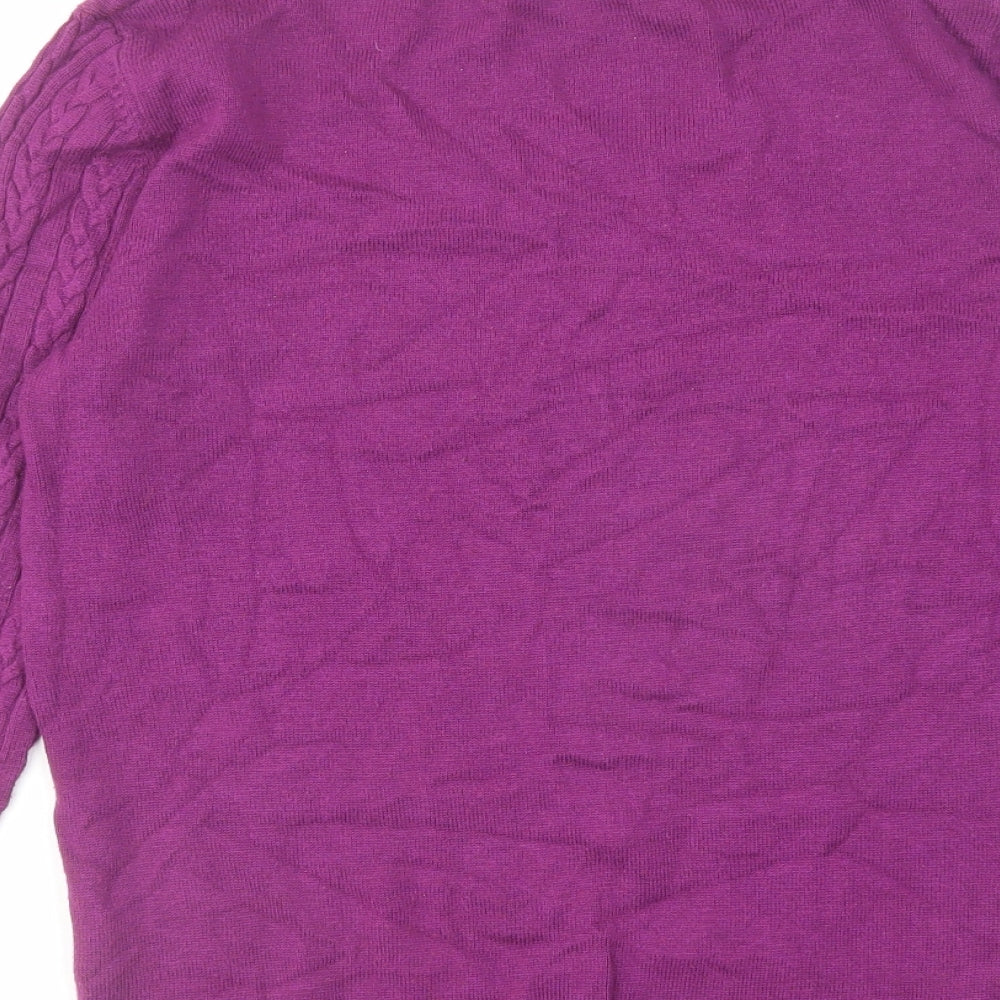 H&M Womens Purple Round Neck Viscose Pullover Jumper Size M