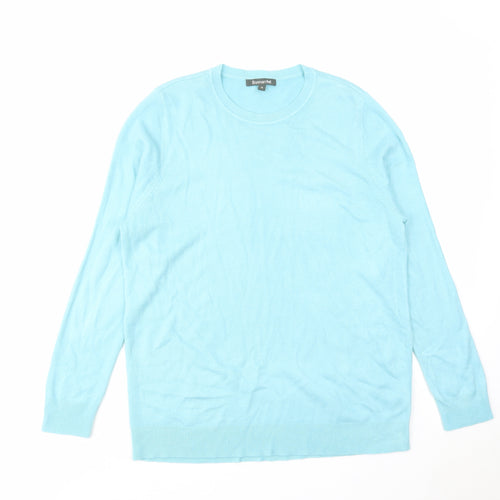 Bonmarché Womens Blue Round Neck Acrylic Pullover Jumper Size 18