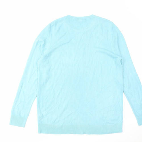 Bonmarché Womens Blue Round Neck Acrylic Pullover Jumper Size 18