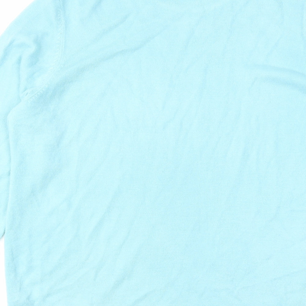 Bonmarché Womens Blue Round Neck Acrylic Pullover Jumper Size 18
