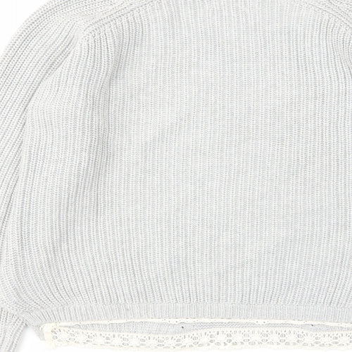 Indigo Womens Grey Round Neck Cotton Pullover Jumper Size 14