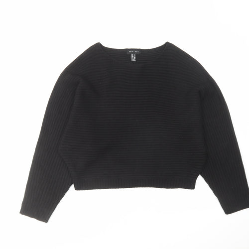 New Look Womens Black Round Neck Acrylic Pullover Jumper Size S