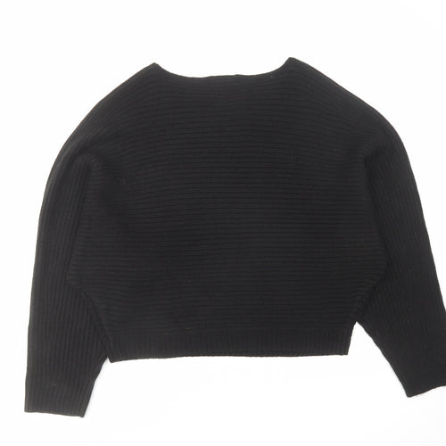 New Look Womens Black Round Neck Acrylic Pullover Jumper Size S