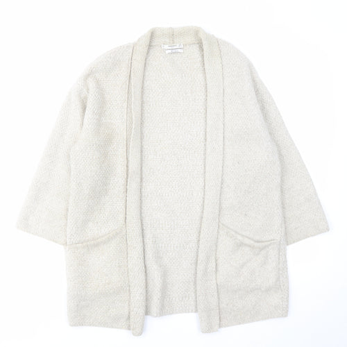 Mango Womens Beige V-Neck Acrylic Cardigan Jumper Size S