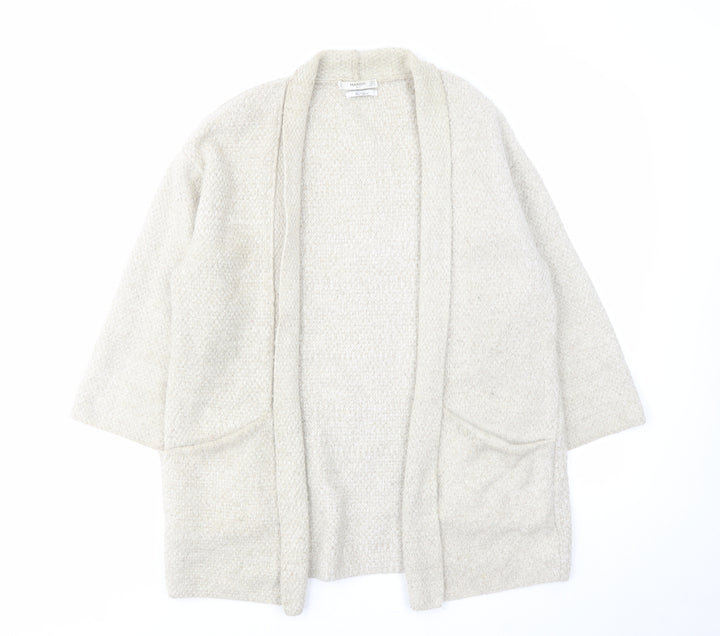 Mango Womens Beige V-Neck Acrylic Cardigan Jumper Size S