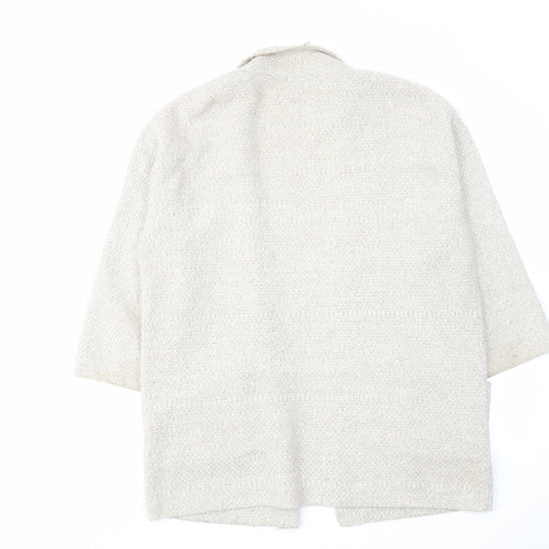 Mango Womens Beige V-Neck Acrylic Cardigan Jumper Size S