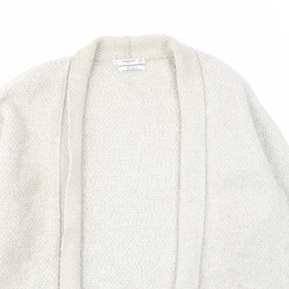 Mango Womens Beige V-Neck Acrylic Cardigan Jumper Size S