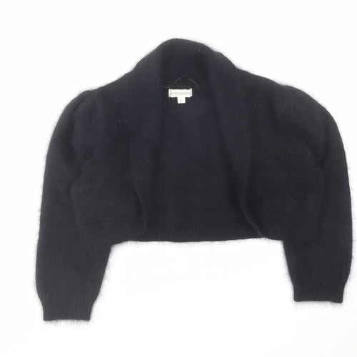 Monsoon Womens Black V-Neck Angora Cardigan Jumper Size M - Cropped
