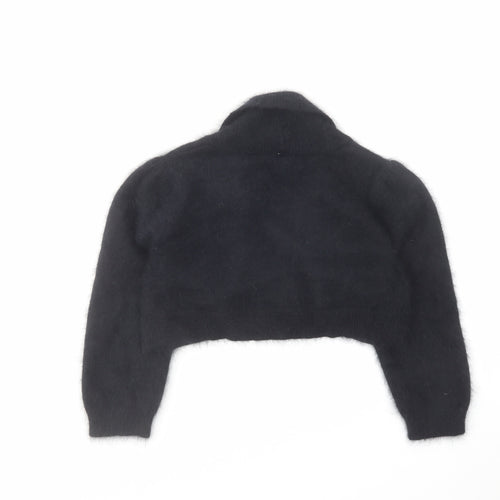 Monsoon Womens Black V-Neck Angora Cardigan Jumper Size M - Cropped