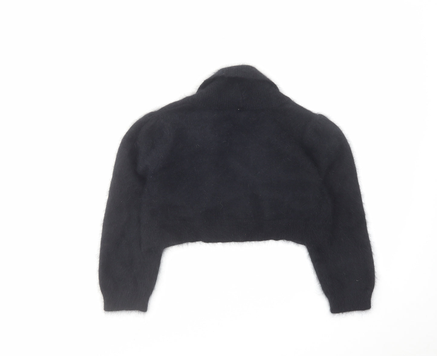 Monsoon Womens Black V-Neck Angora Cardigan Jumper Size M - Cropped