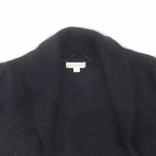 Monsoon Womens Black V-Neck Angora Cardigan Jumper Size M - Cropped