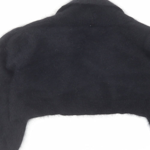 Monsoon Womens Black V-Neck Angora Cardigan Jumper Size M - Cropped