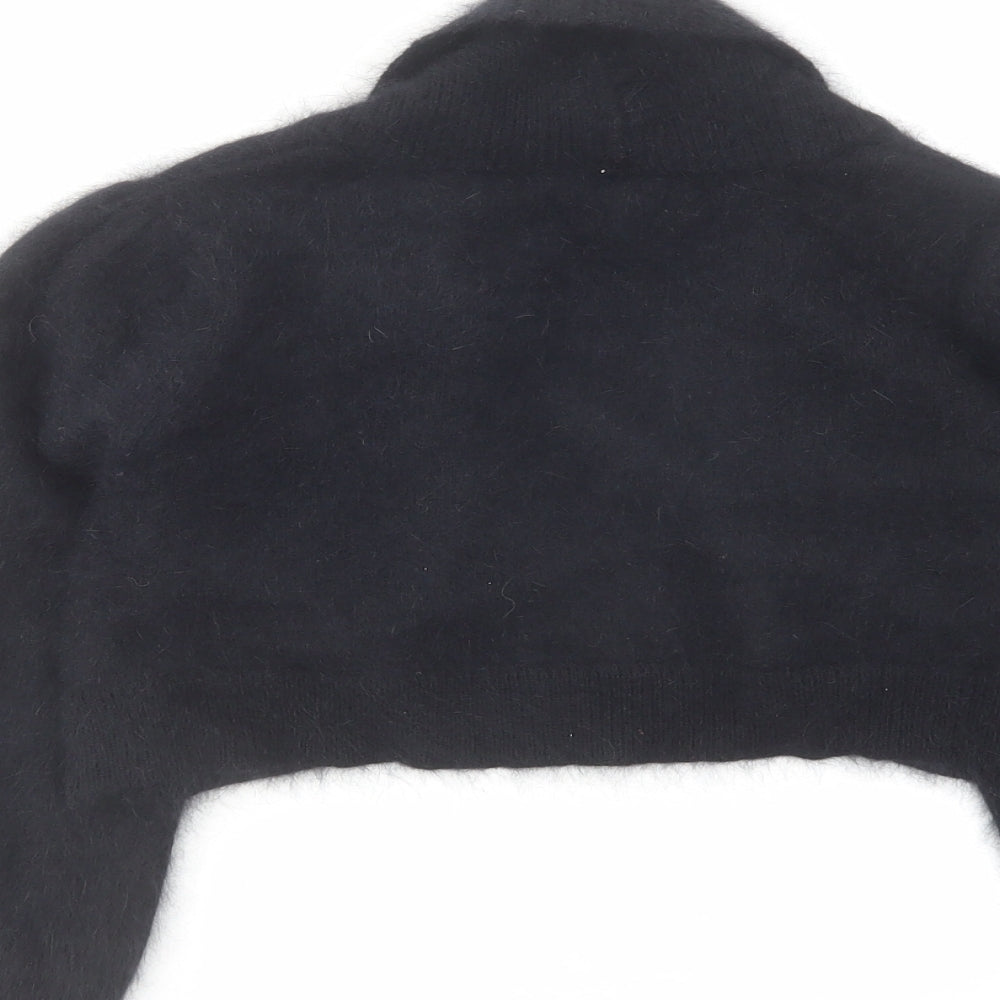 Monsoon Womens Black V-Neck Angora Cardigan Jumper Size M - Cropped