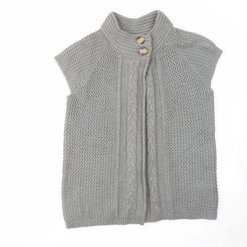 Store Twenty One Womens Grey High Neck Acrylic Cardigan Jumper Size L