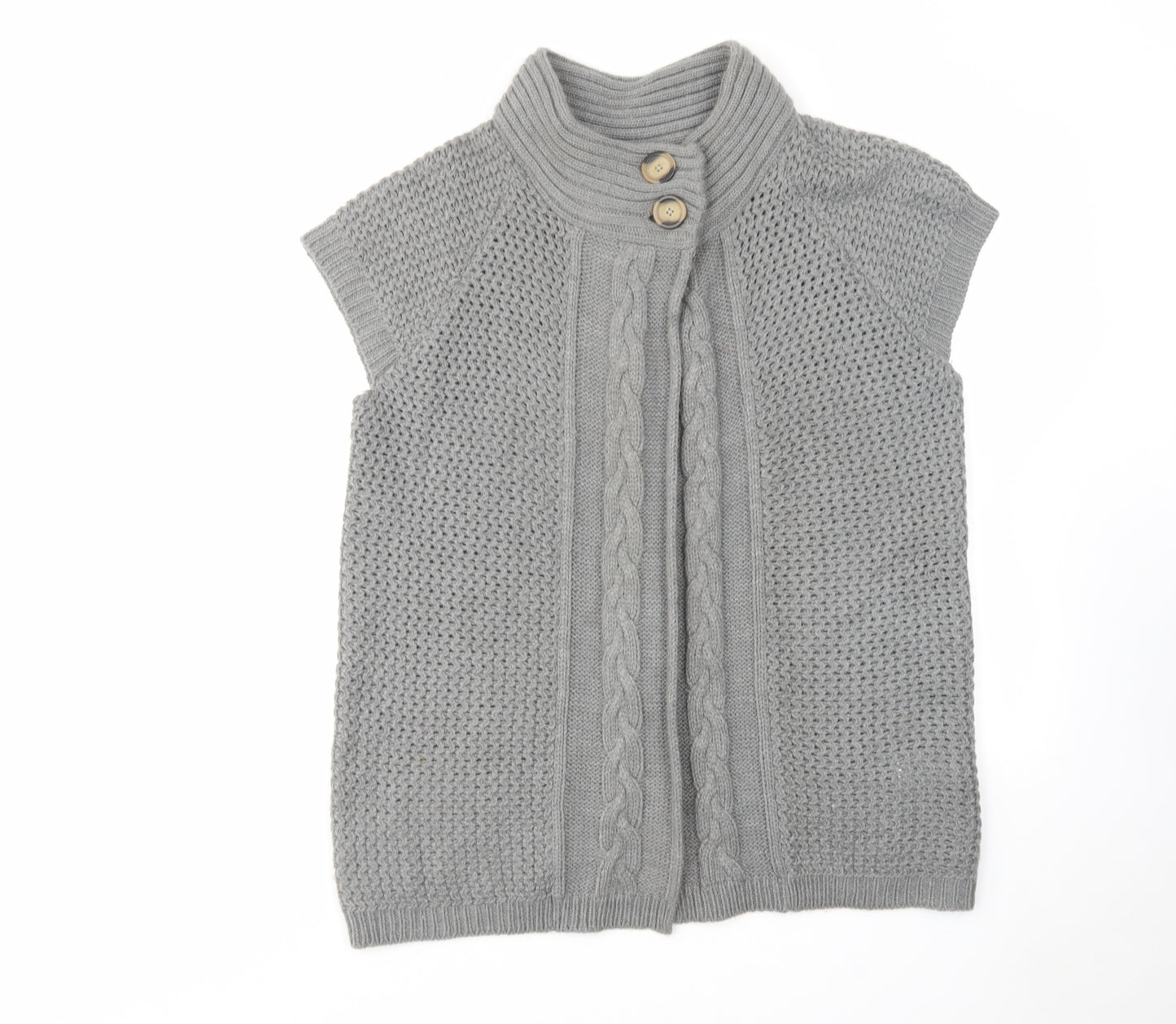 Store Twenty One Womens Grey High Neck Acrylic Cardigan Jumper Size L