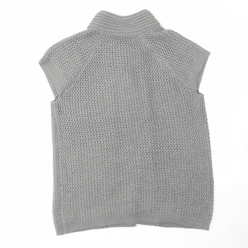 Store Twenty One Womens Grey High Neck Acrylic Cardigan Jumper Size L