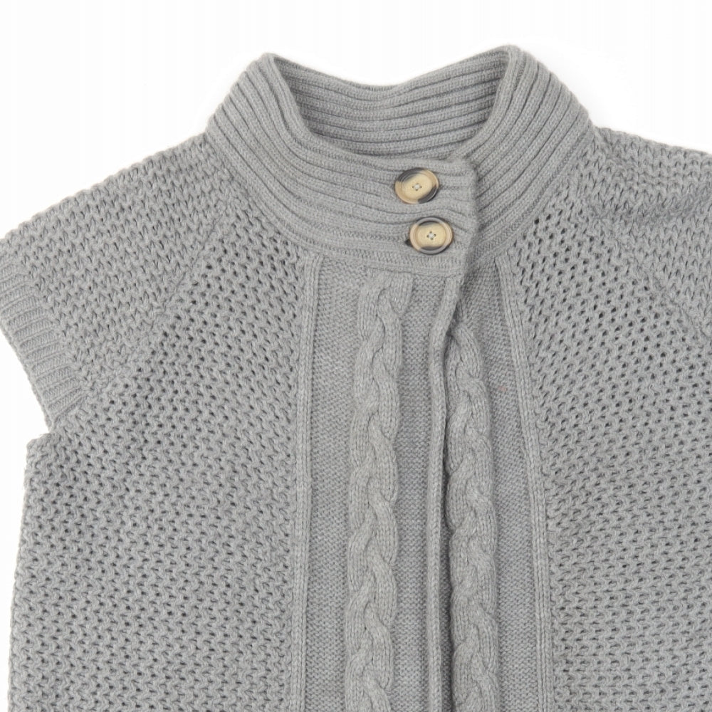 Store Twenty One Womens Grey High Neck Acrylic Cardigan Jumper Size L