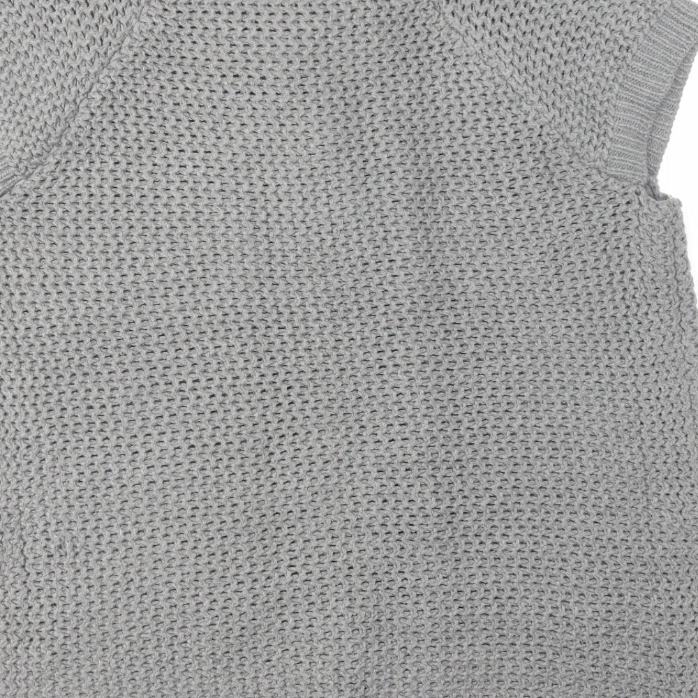 Store Twenty One Womens Grey High Neck Acrylic Cardigan Jumper Size L