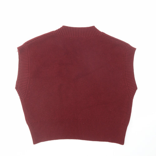 Zara Womens Red V-Neck Polyester Vest Jumper Size M
