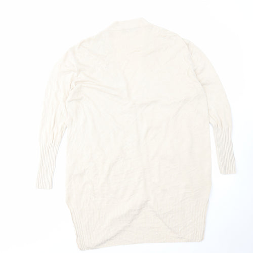 Marks and Spencer Womens Beige V-Neck Linen Cardigan Jumper Size L