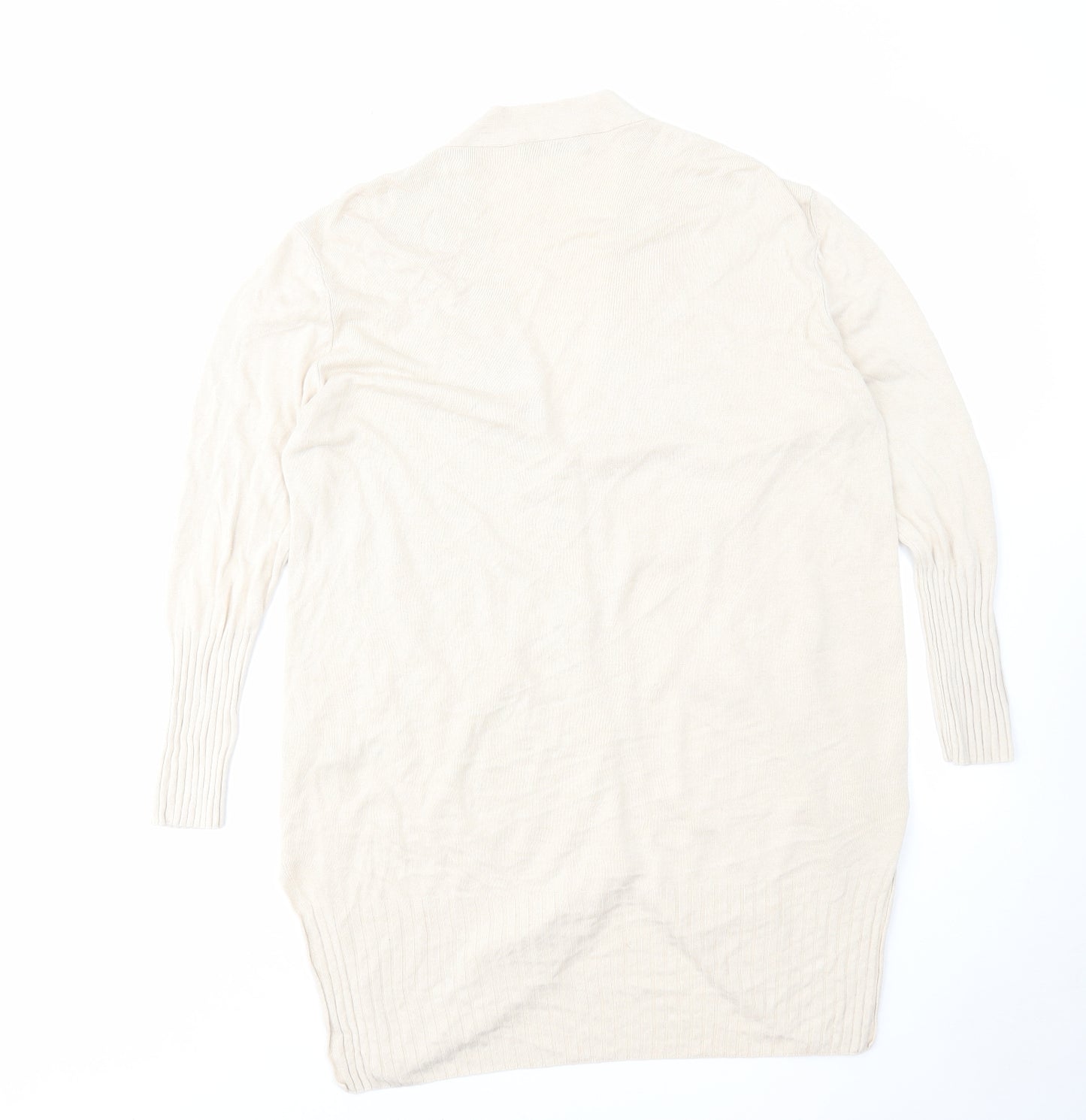 Marks and Spencer Womens Beige V-Neck Linen Cardigan Jumper Size L