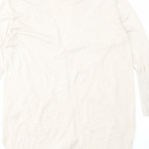 Marks and Spencer Womens Beige V-Neck Linen Cardigan Jumper Size L