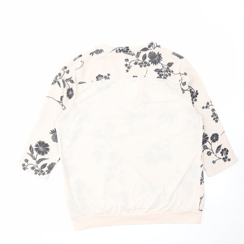 Marks and Spencer Womens Pink Floral Polyester Pullover Sweatshirt Size 14 Pullover