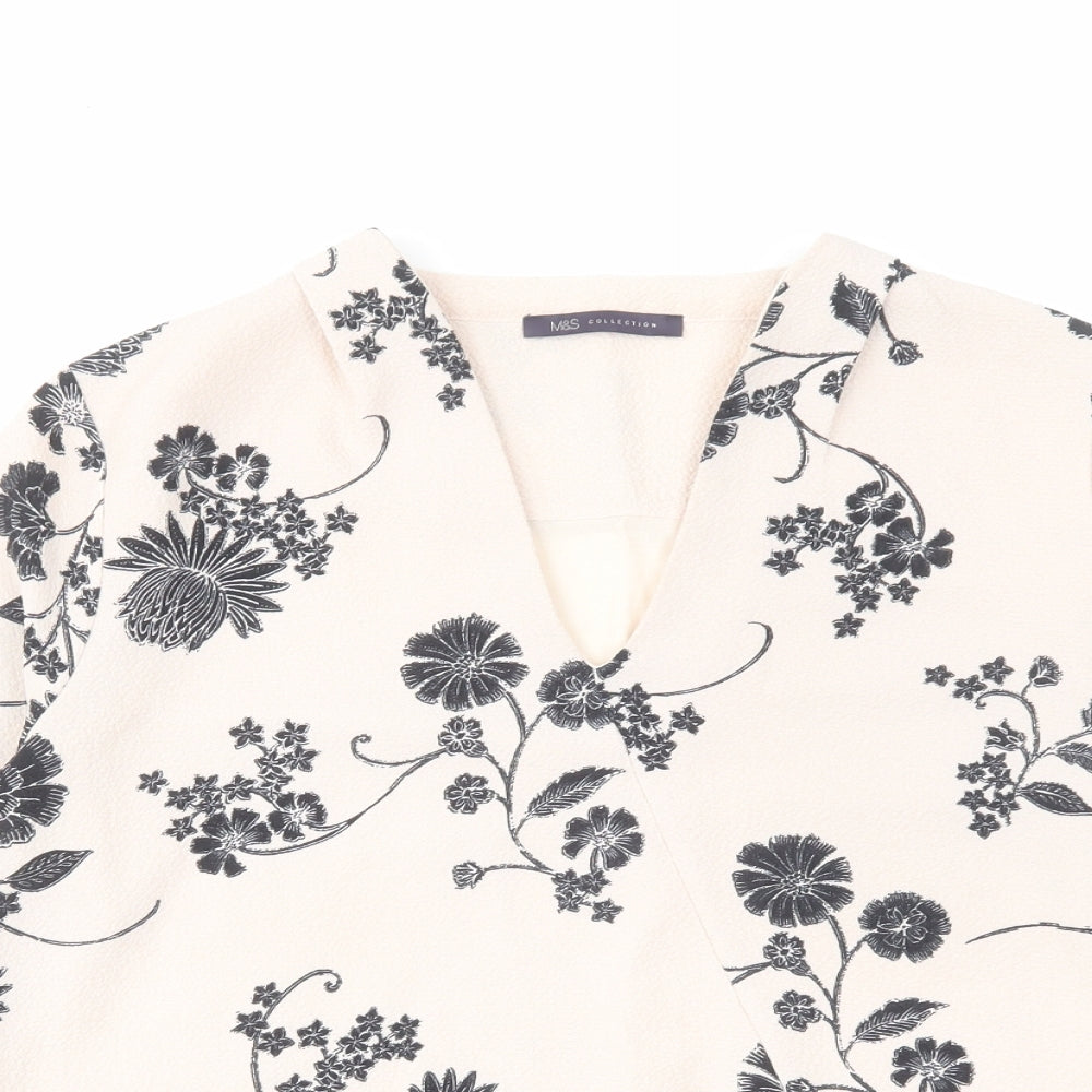 Marks and Spencer Womens Pink Floral Polyester Pullover Sweatshirt Size 14 Pullover