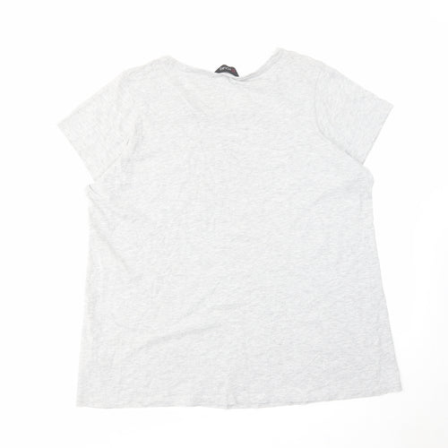 Yours Womens Grey Cotton Basic T-Shirt Size 20 Round Neck