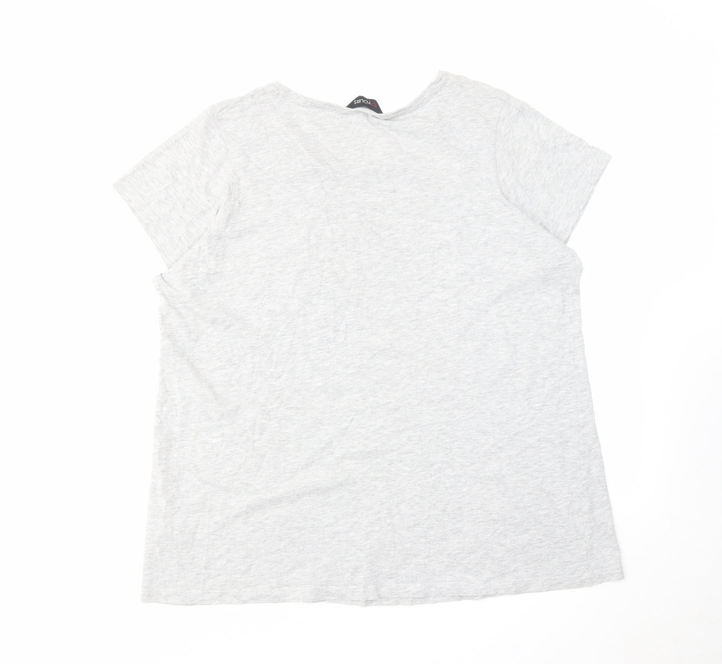 Yours Womens Grey Cotton Basic T-Shirt Size 20 Round Neck