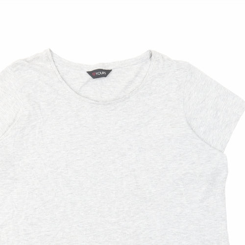 Yours Womens Grey Cotton Basic T-Shirt Size 20 Round Neck