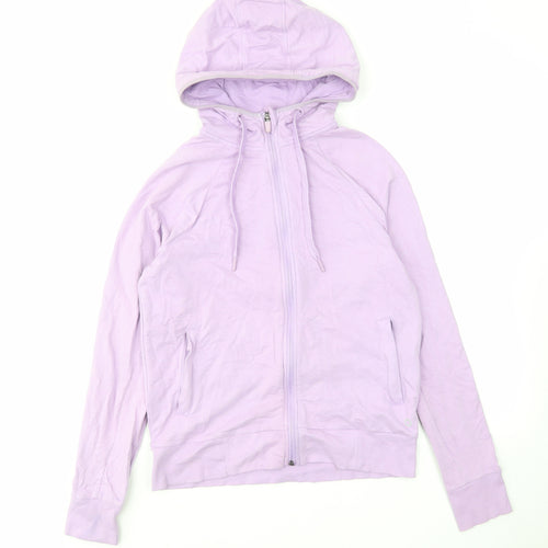 GOOD MOVE Womens Purple Cotton Full Zip Hoodie Size 10 Zip