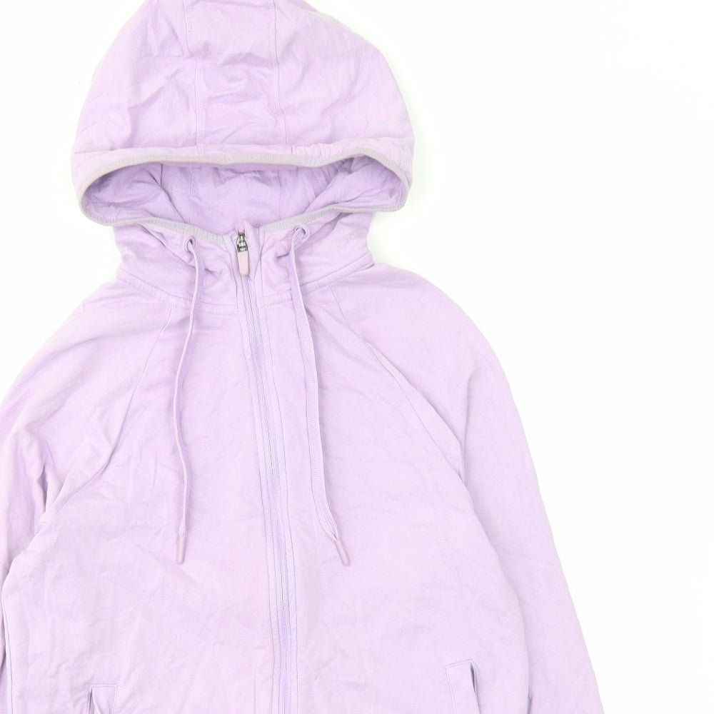 GOOD MOVE Womens Purple Cotton Full Zip Hoodie Size 10 Zip