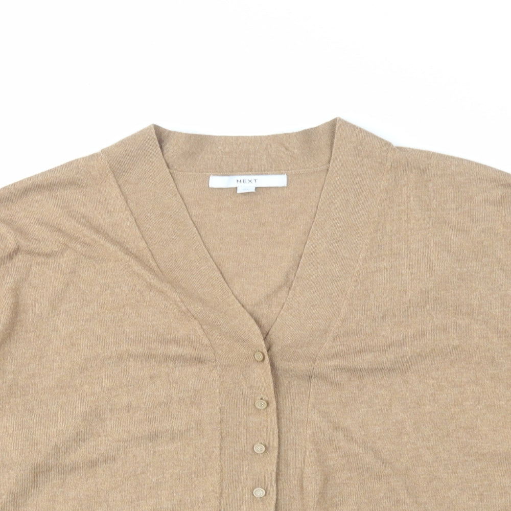 NEXT Womens Brown V-Neck Viscose Cardigan Jumper Size S