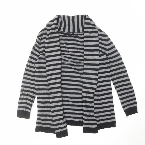 Linea Womens Grey V-Neck Striped Acrylic Cardigan Jumper Size L