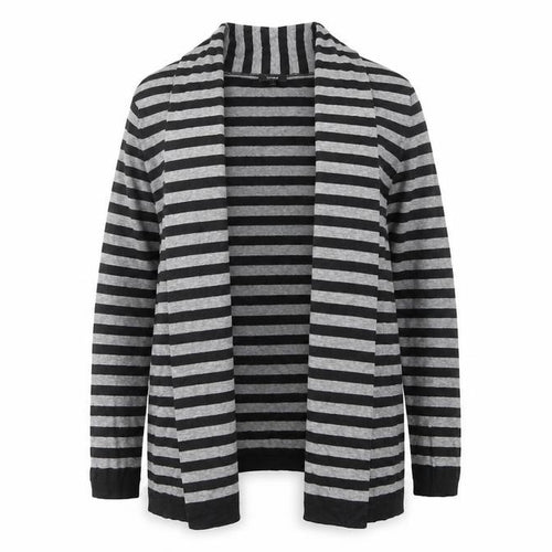 Linea Womens Grey V-Neck Striped Acrylic Cardigan Jumper Size L