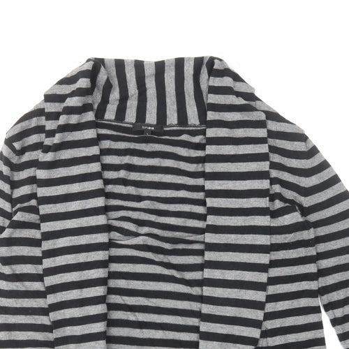 Linea Womens Grey V-Neck Striped Acrylic Cardigan Jumper Size L
