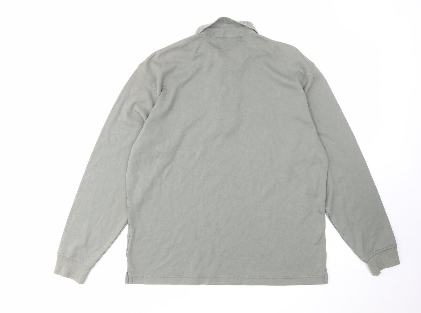 St Michael Mens Grey Cotton Polo Size S Collared Button