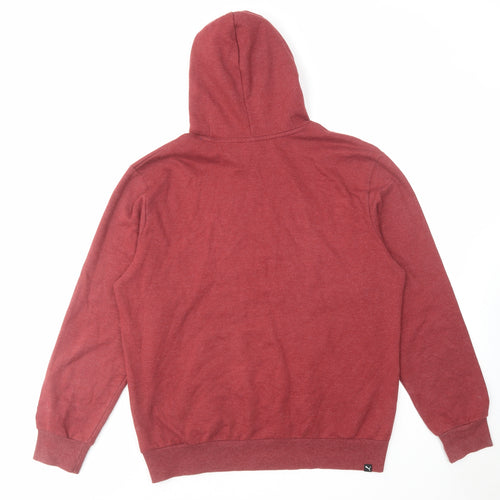 PUMA Mens Red Cotton Pullover Hoodie Size L