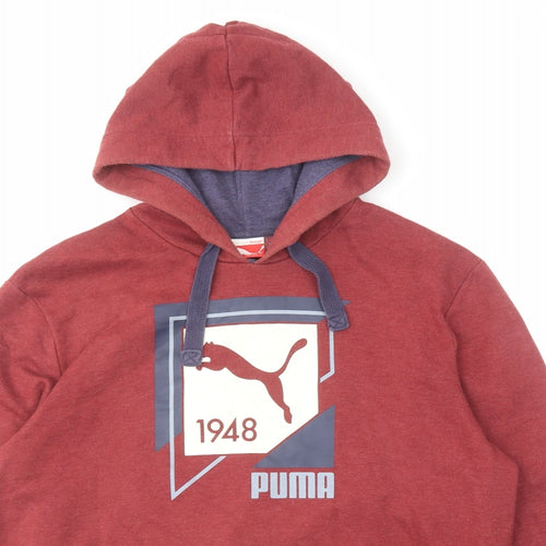 PUMA Mens Red Cotton Pullover Hoodie Size L