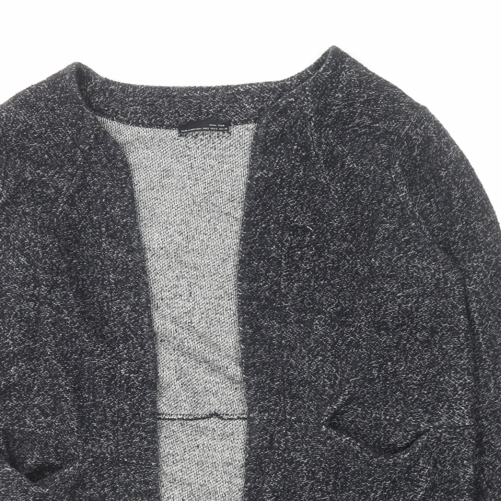 Zara Womens Grey V-Neck Polyester Cardigan Jumper Size S