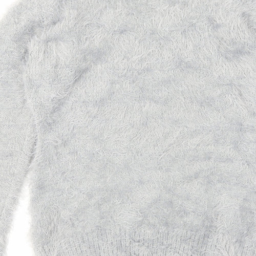 Quiz Womens Grey Round Neck Acrylic Pullover Jumper Size M - Strawberry